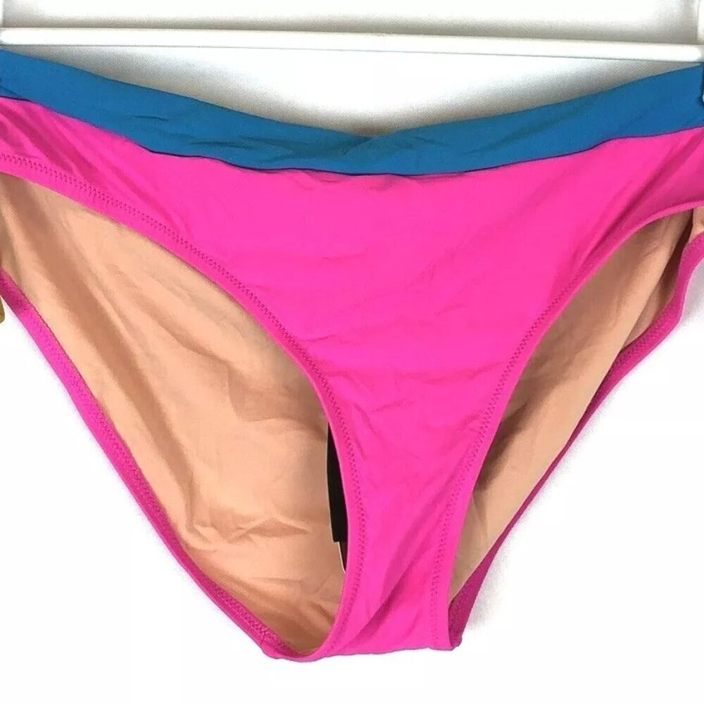 J Crew Women’s Color Block Pink Hipster Bikini Bottom Size XL